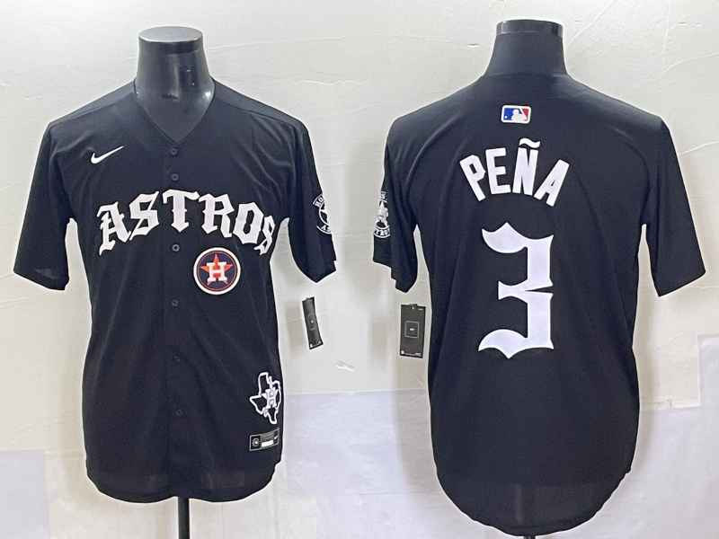 Men Houston Astros #3 Pena Black Five generations Joint Name Nike MLB 2025 Jersey style 7->philadelphia phillies->MLB Jersey